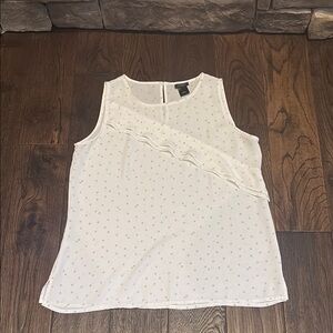 Ann Taylor white tank with gray polka dots size smalll